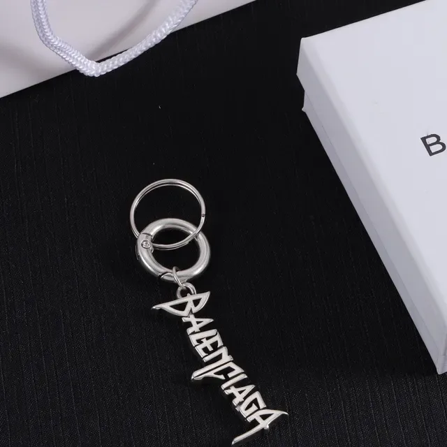 Balenciaga Logo Llaveros Colgantes Plata Metálica Joyería 4
