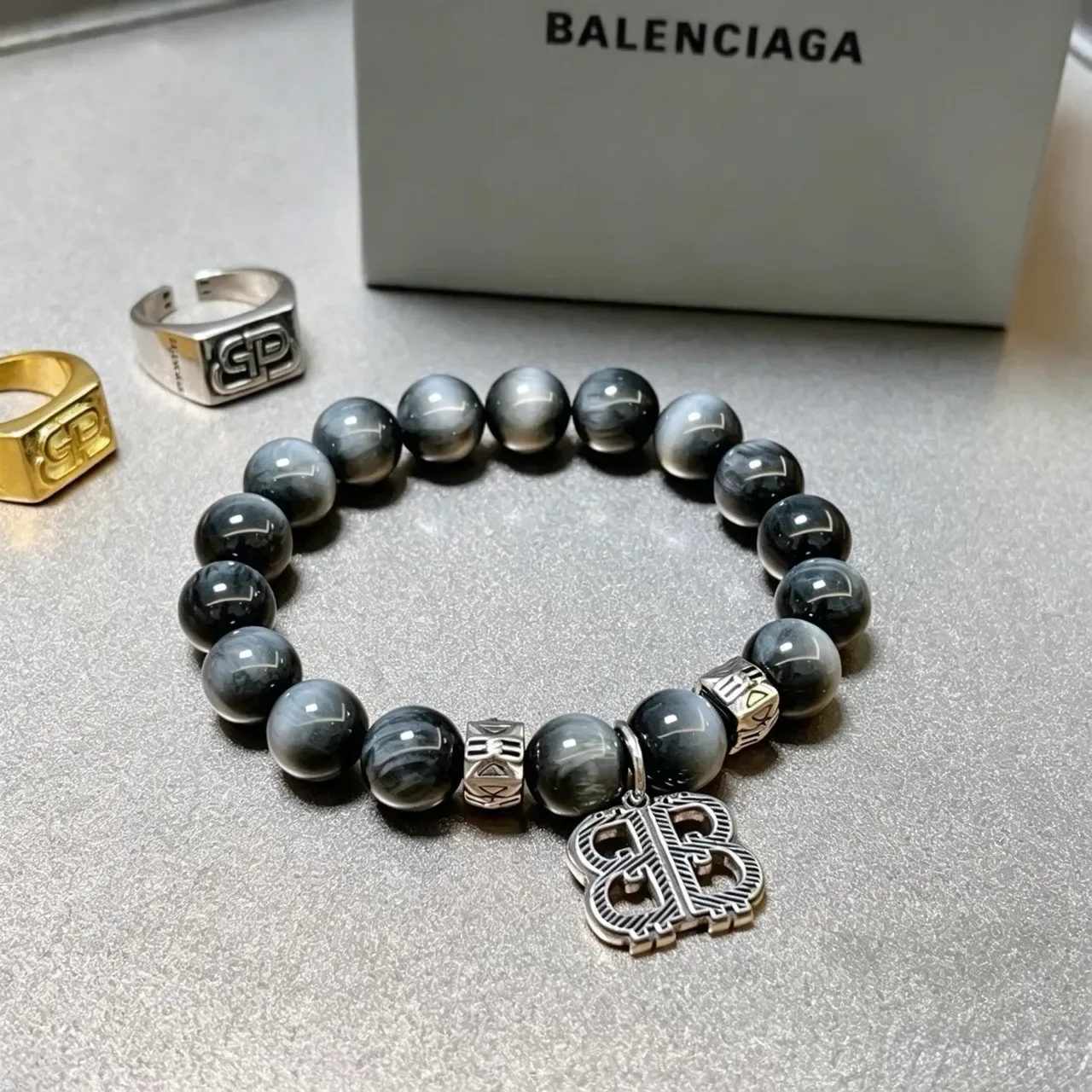 Balenciaga Monogram Charm Beaded Bracelet 6