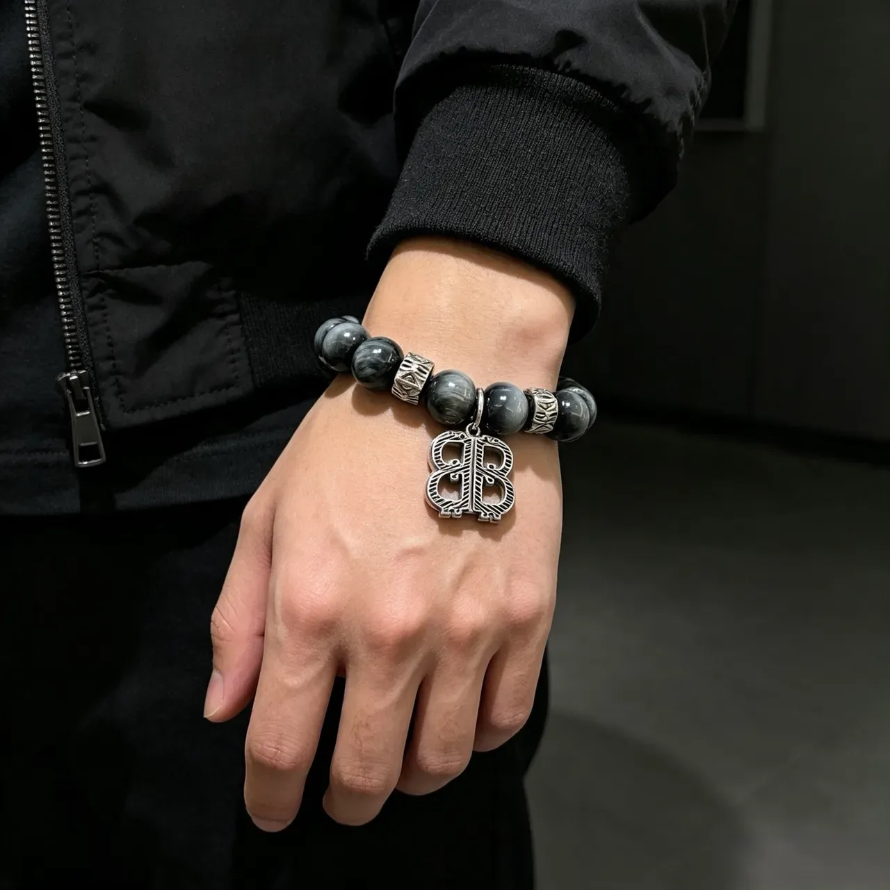 Balenciaga Monogram Charm Beaded Bracelet 8