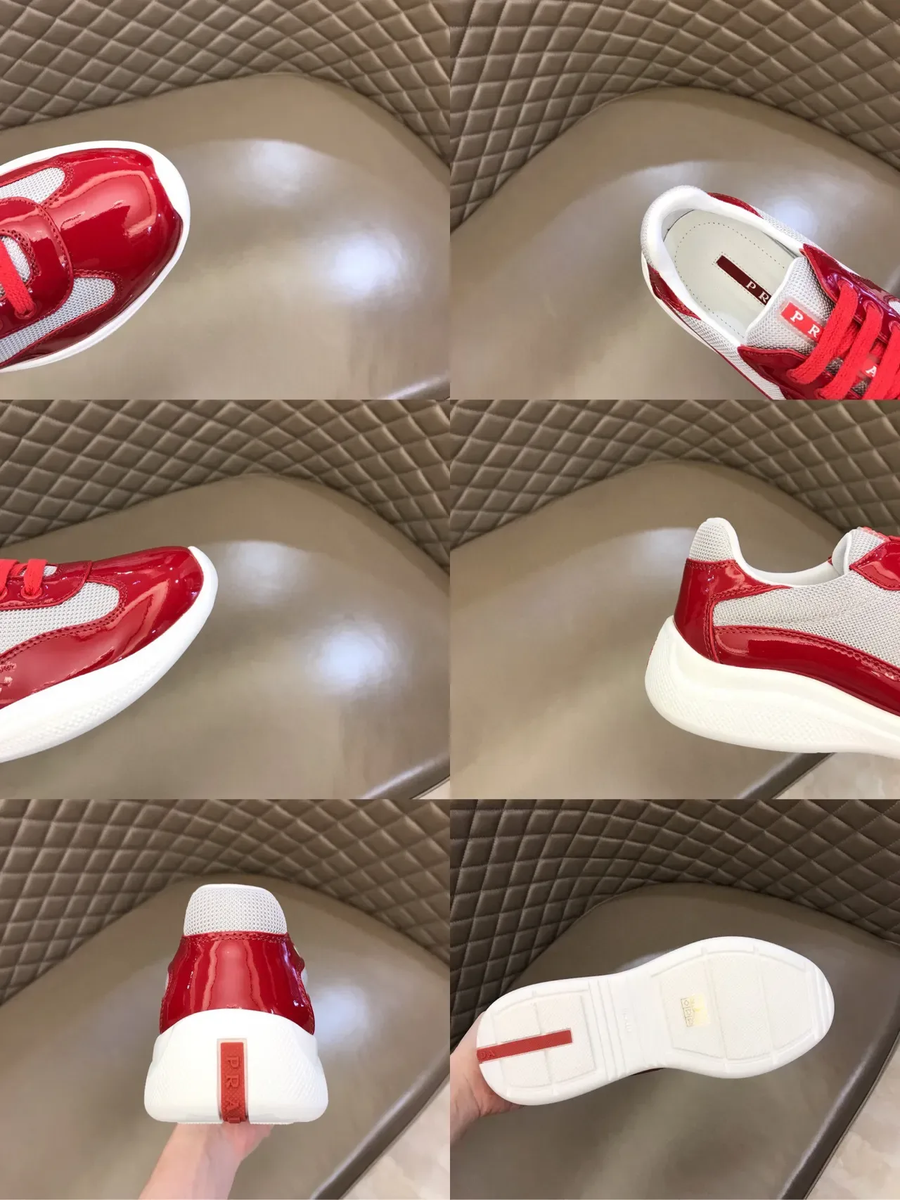 Balenciaga Red White Glossy Patent Mesh Panels Chunky Sneakers 2