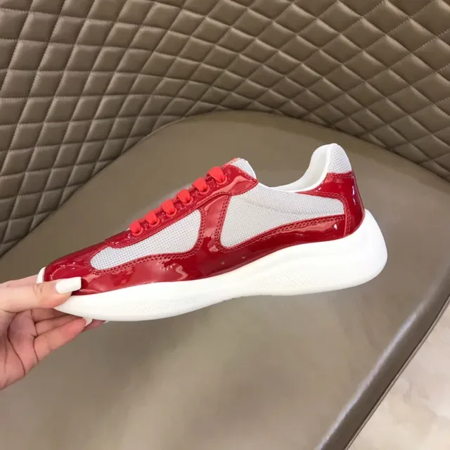 Balenciaga Red White Glossy Patent Mesh Panels Chunky Sneakers 3