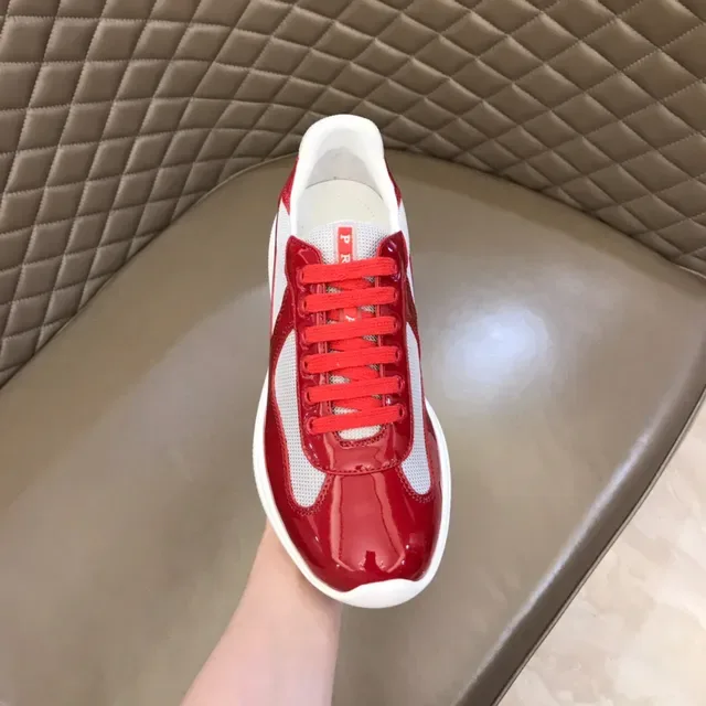 Balenciaga Red White Glossy Patent Mesh Panels Chunky Sneakers 4