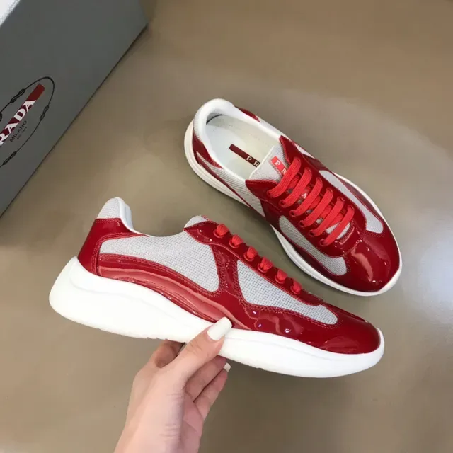 Balenciaga Red White Glossy Patent Mesh Panels Chunky Sneakers 6