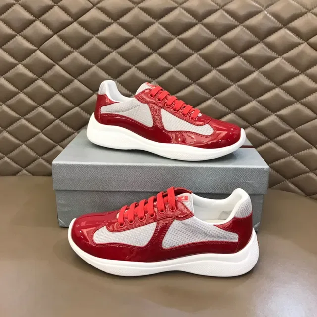 Balenciaga Red White Glossy Patent Mesh Panels Chunky Sneakers 7