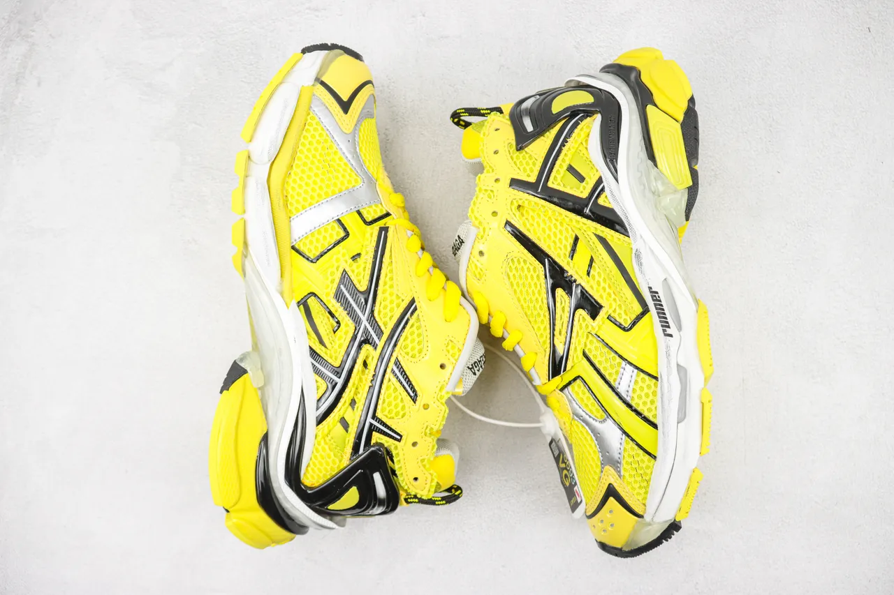 Balenciaga Runner Bright Yellow Black White Chunky Sneakers 2