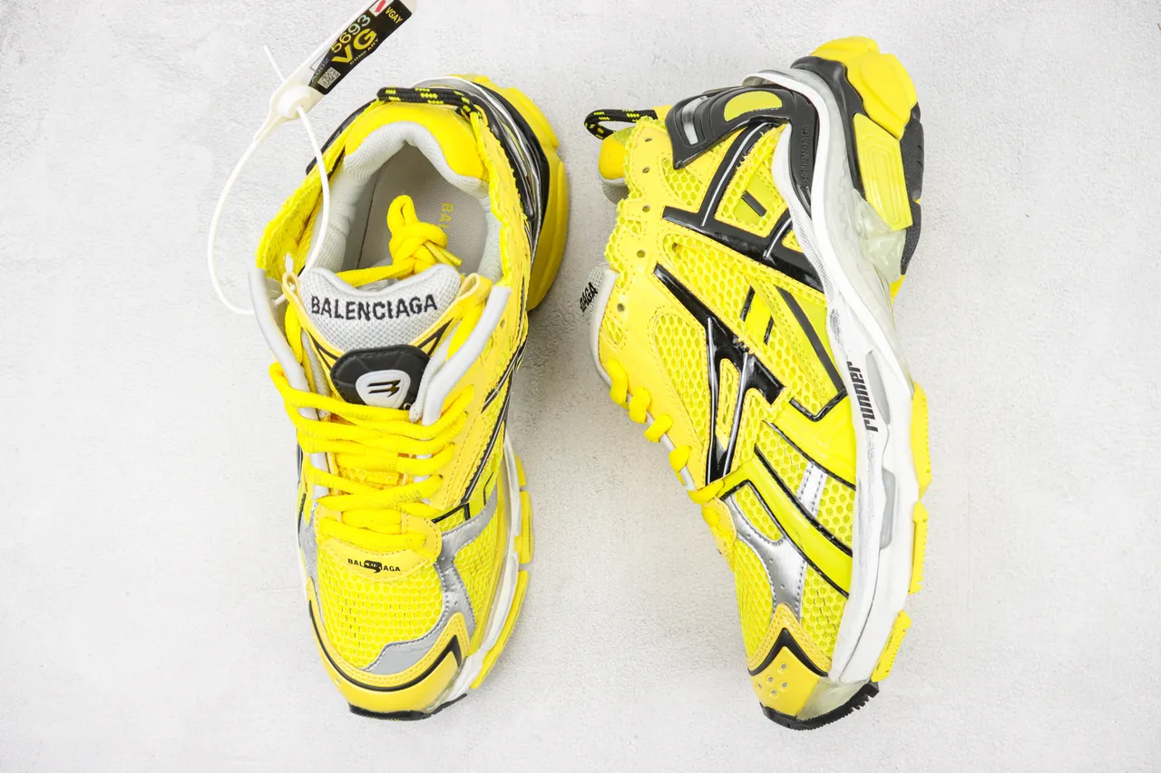 Balenciaga Runner Bright Yellow Black White Chunky Sneakers 3
