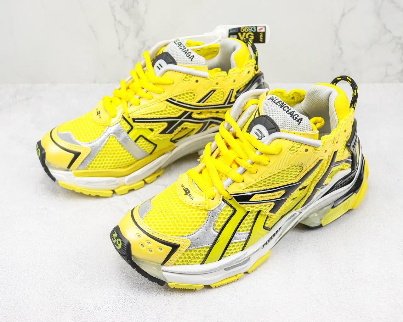 Balenciaga Runner Bright Yellow Black White Chunky Sneakers 4