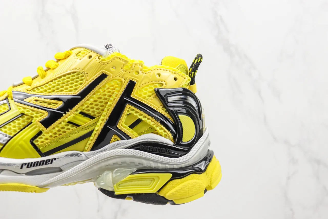 Balenciaga Runner Bright Yellow Black White Chunky Sneakers 7