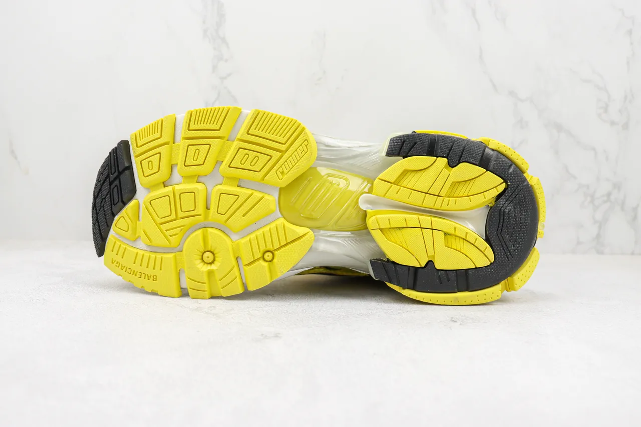 Balenciaga Runner Bright Yellow Black White Chunky Sneakers 8