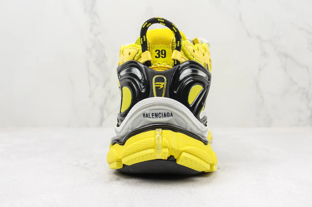 Balenciaga Runner Bright Yellow Black White Chunky Sneakers 9