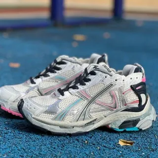 Balenciaga Runner Light Gray Pink Cyan Chunky Sneakers