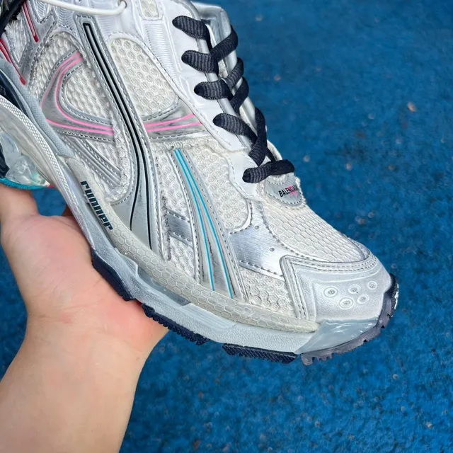 Balenciaga Runner Light Gray Pink Cyan Chunky Sneakers 3