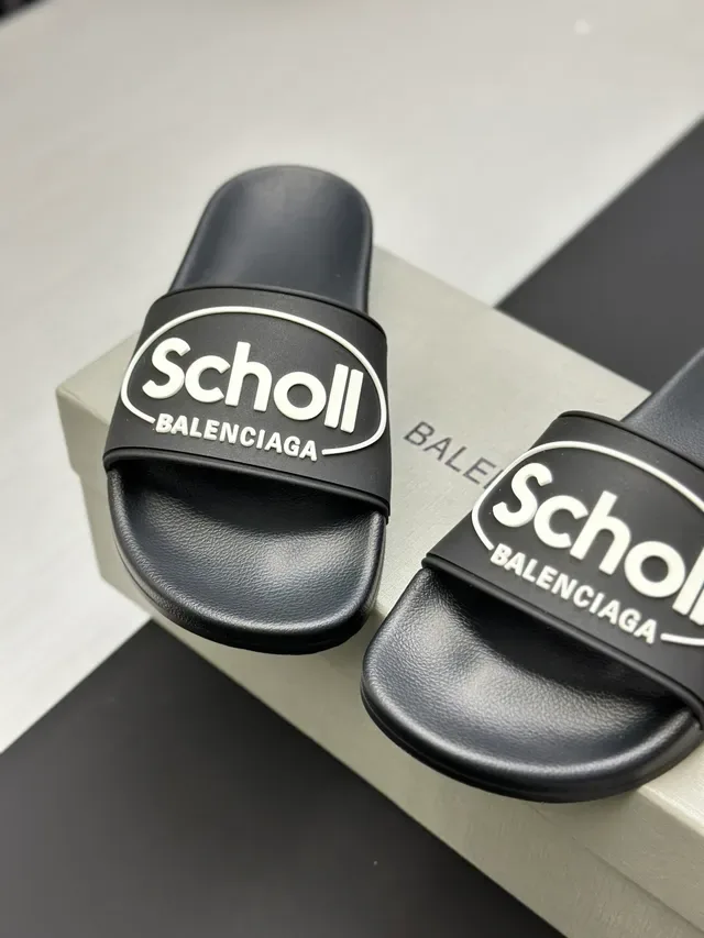 Balenciaga Slide Pink Black Molded Sole Single-Strap Slippers 2