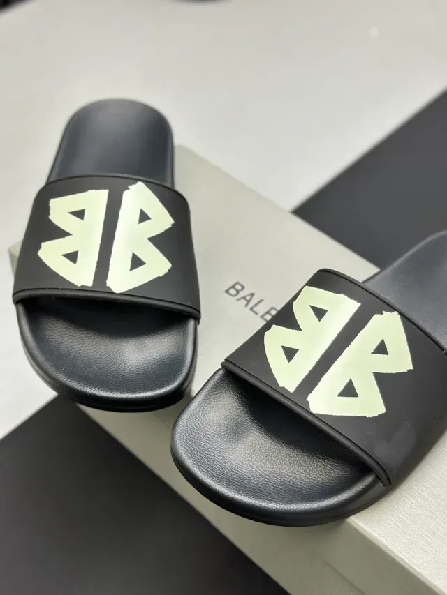 Balenciaga Slide Pink Black Molded Sole Single-Strap Slippers 6