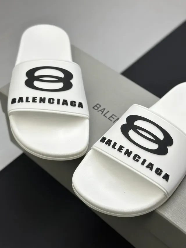 Balenciaga Slide Pink Black Molded Sole Single-Strap Slippers 8