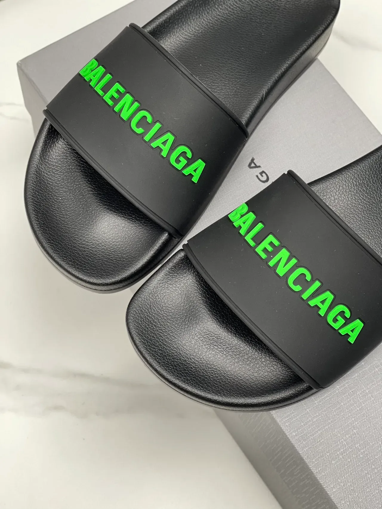 Balenciaga Slide Pink Black Molded Sole Single-Strap Slippers 21