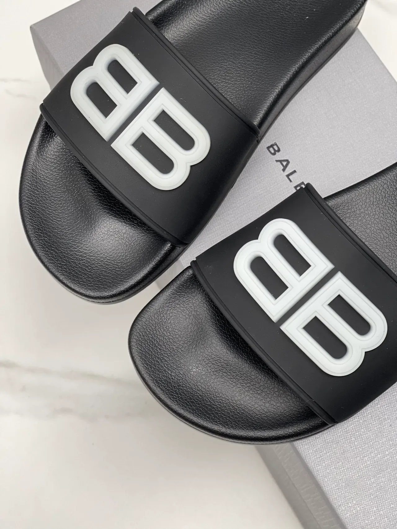 Balenciaga Slide Pink Black Molded Sole Single-Strap Slippers 22