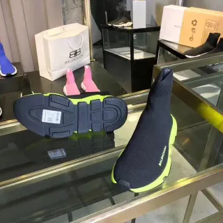 Balenciaga Speed Trainer Black and Neon Lime Chunky Sneakers