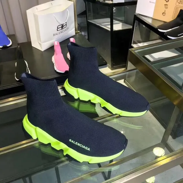 Balenciaga Speed Trainer Black and Neon Lime Chunky Sneakers 2