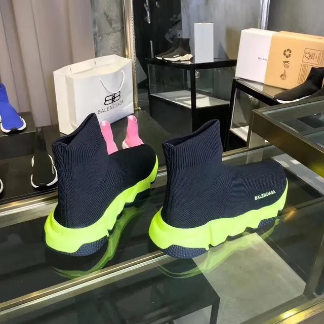 Balenciaga Speed Trainer Black and Neon Lime Chunky Sneakers 3