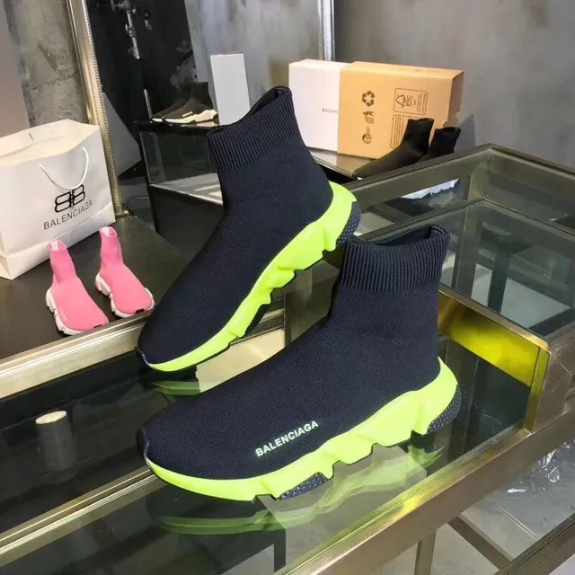 Balenciaga Speed Trainer Black and Neon Lime Chunky Sneakers 5