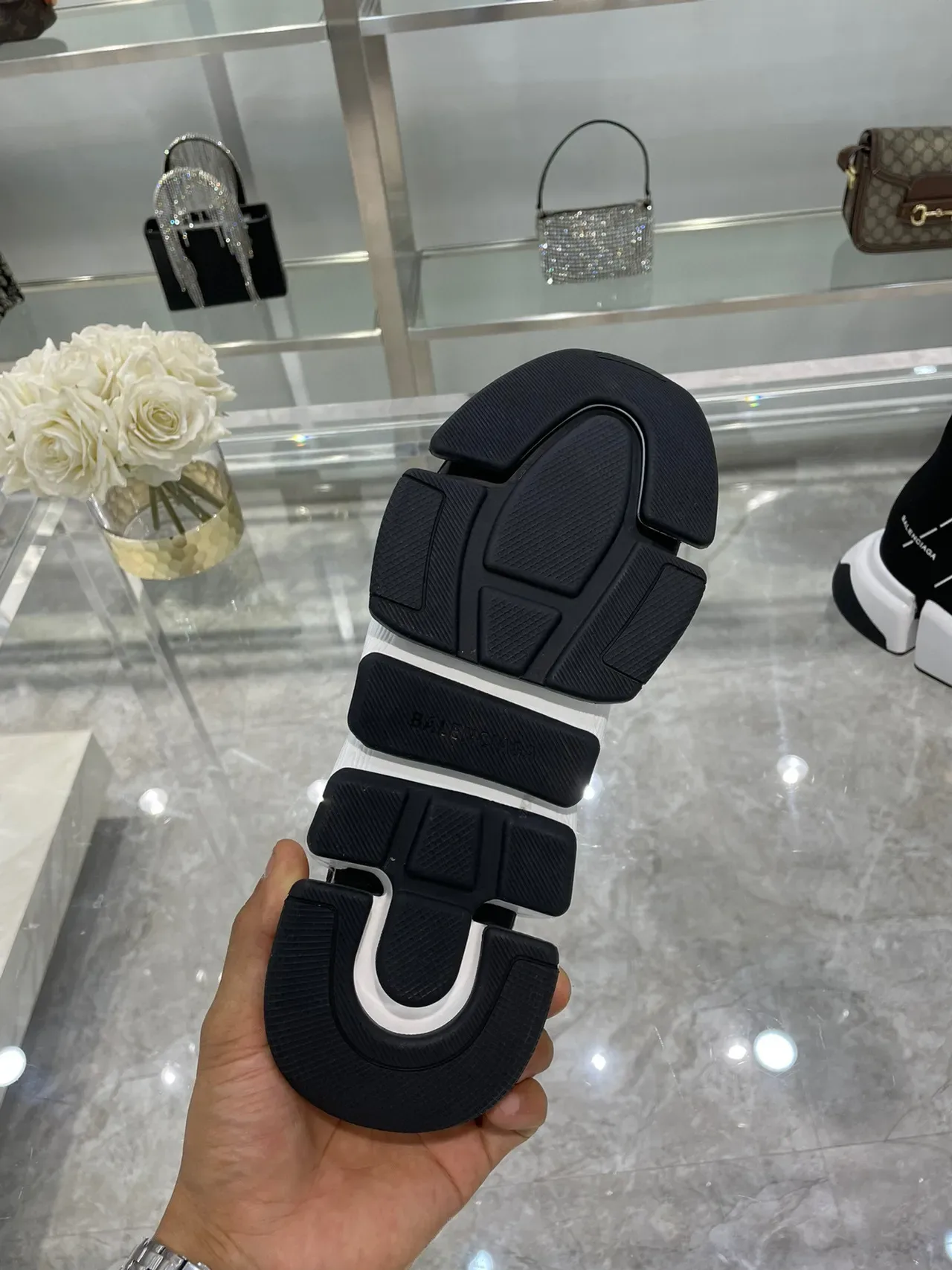 Balenciaga Speed Trainer काला और सफेद बिना लेस लाइफस्टाइल स्नीकर 2