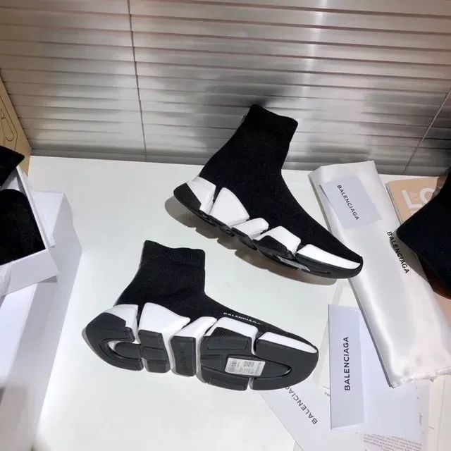 Balenciaga Speed Trainer Black and White Lifestyle Sneakers 8