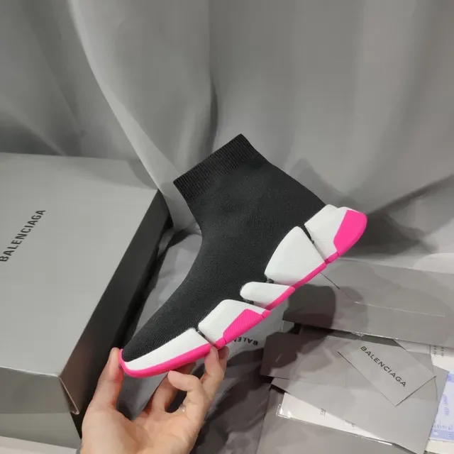 Balenciaga Speed Trainer أسود أبيض وردي لايف ستايل سنيكرز 4
