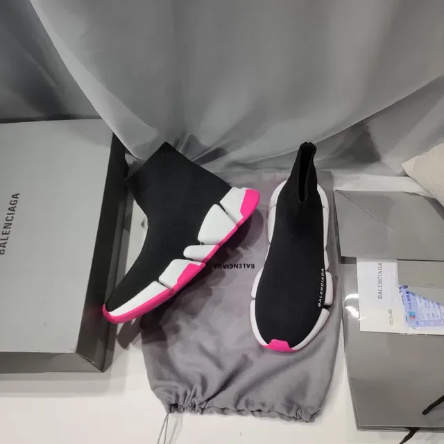 Balenciaga Speed Trainer أسود أبيض وردي لايف ستايل سنيكرز 5