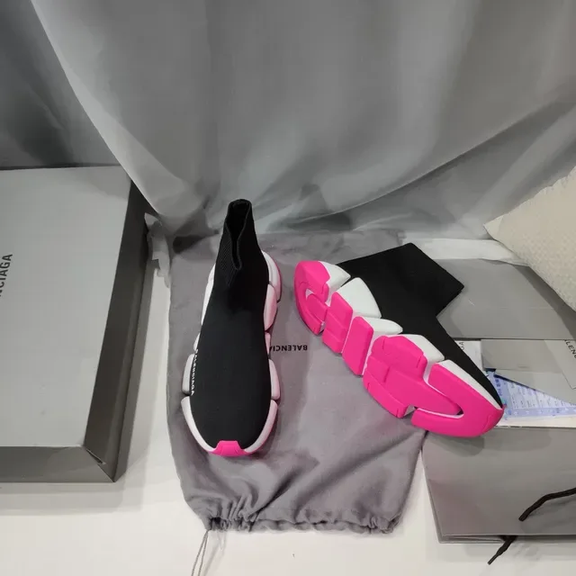 Balenciaga Speed Trainer أسود أبيض وردي لايف ستايل سنيكرز 6