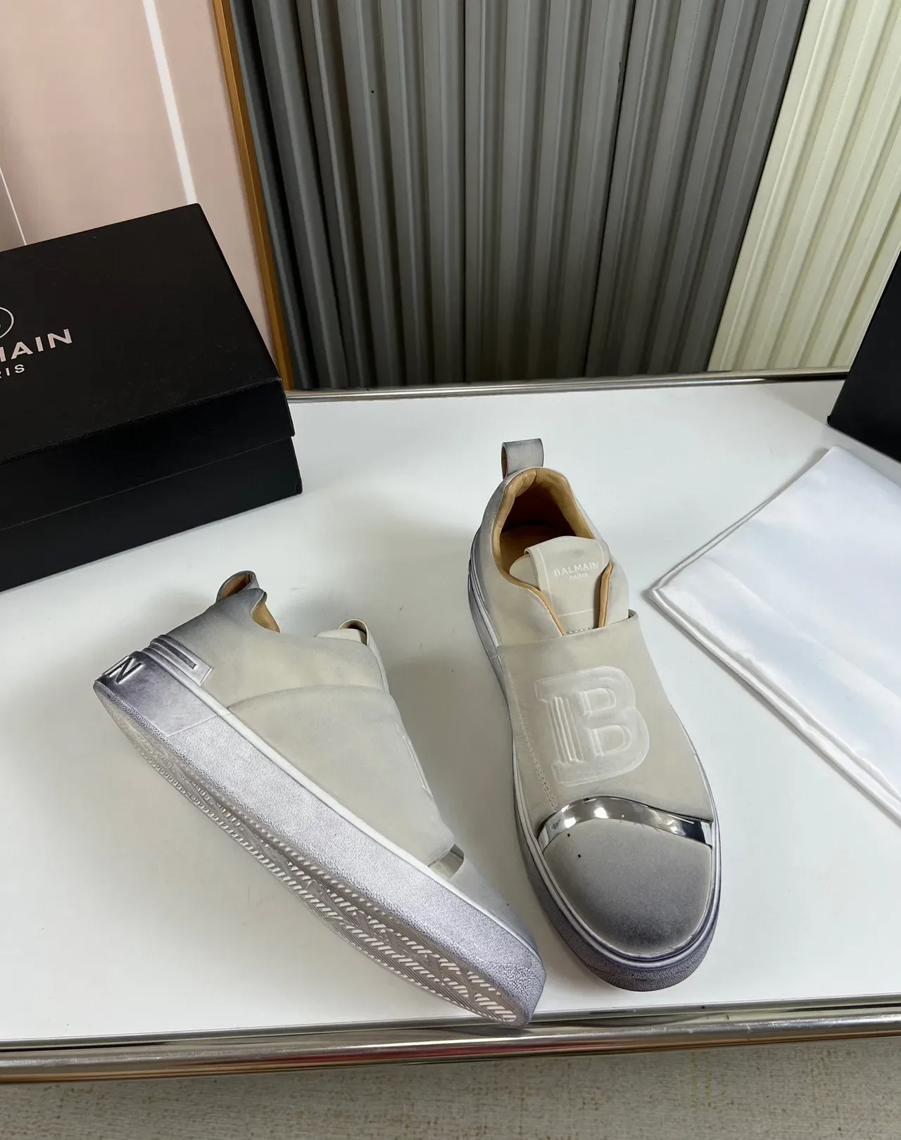 Balenciaga Speed Trainer baskets lifestyle argent métallique slip-on 6