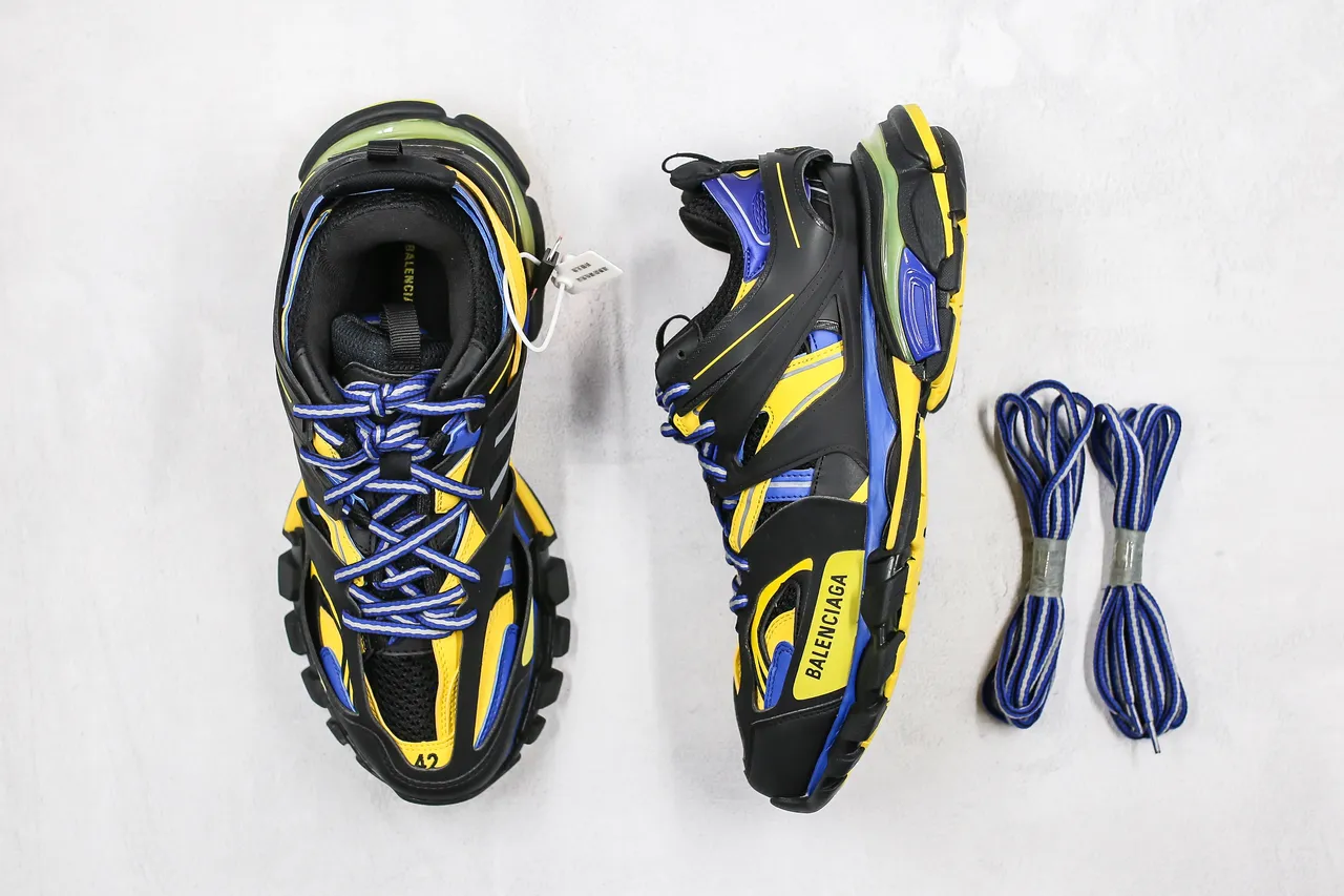 Balenciaga Track Trainer Black Yellow Blue Chunky Sneakers 8