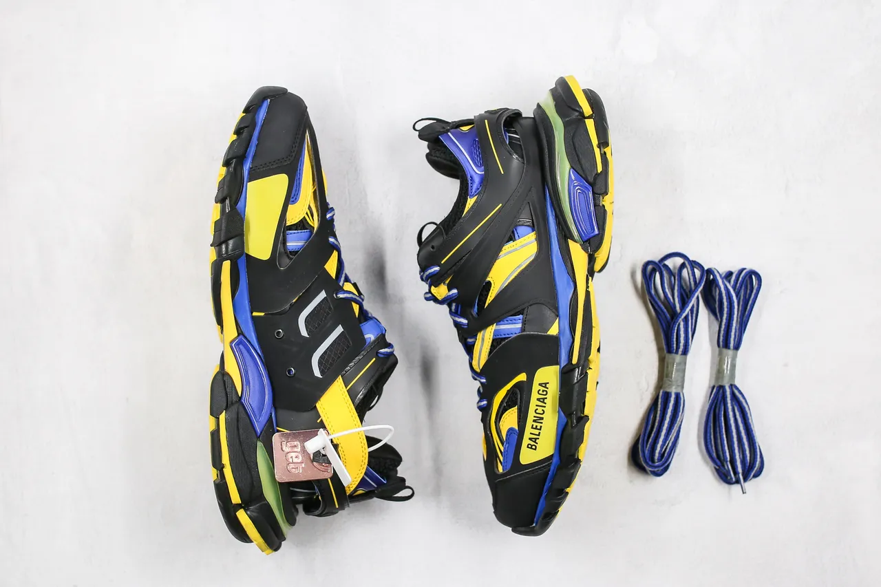 Balenciaga Track Trainer Black Yellow Blue Chunky Sneakers 9