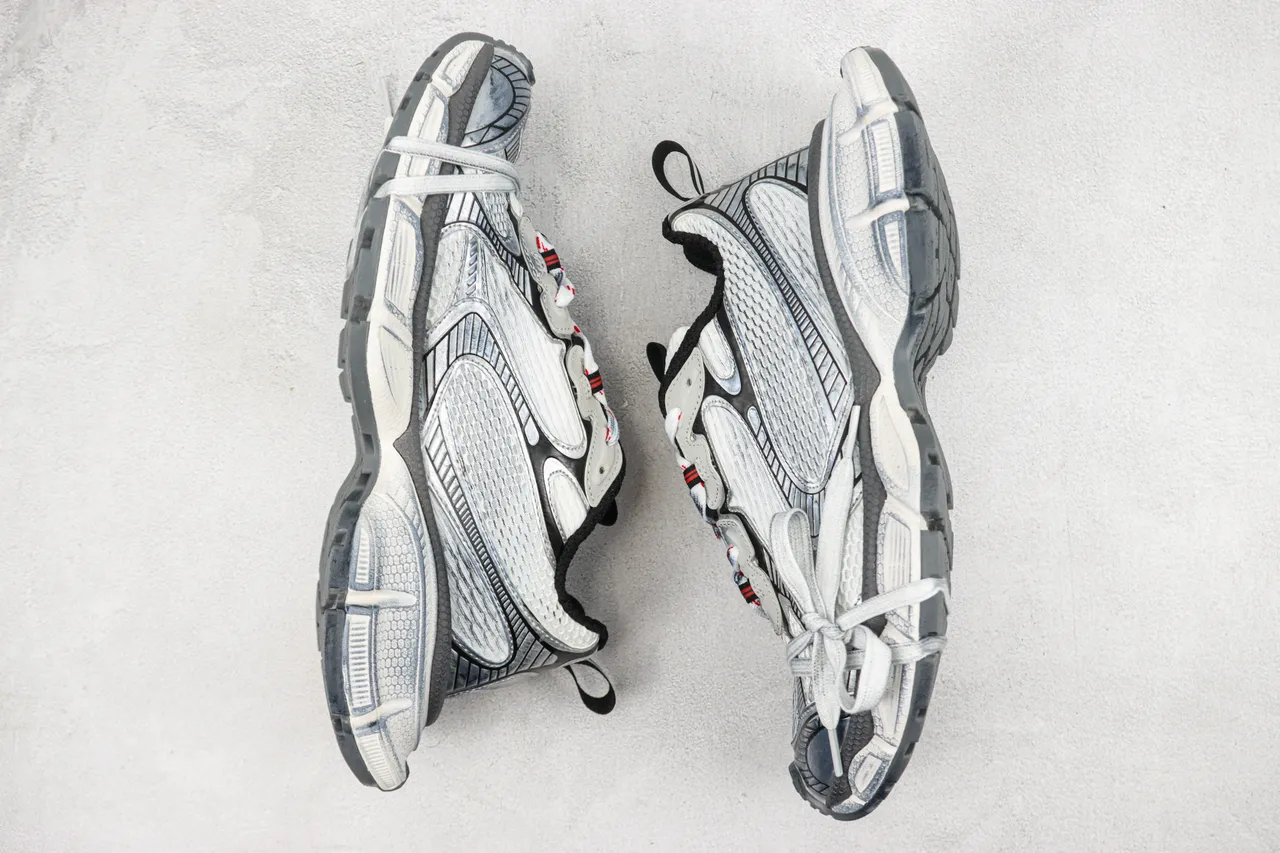 Balenciaga Track Trainer Tênis Prata Preto Chunky 2