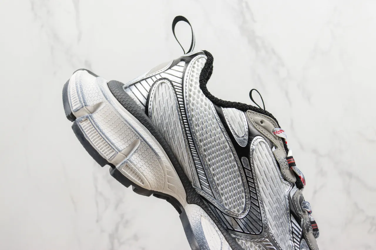 Balenciaga Track Trainer Tênis Prata Preto Chunky 5