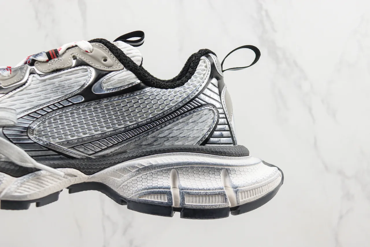 Balenciaga Track Trainer Tênis Prata Preto Chunky 7