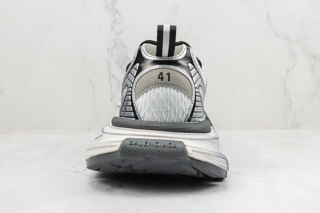 Balenciaga Track Trainer Tênis Prata Preto Chunky 9