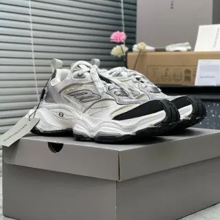 Balenciaga Track Trainer सफेद चांदी काला Chunky Sneakers
