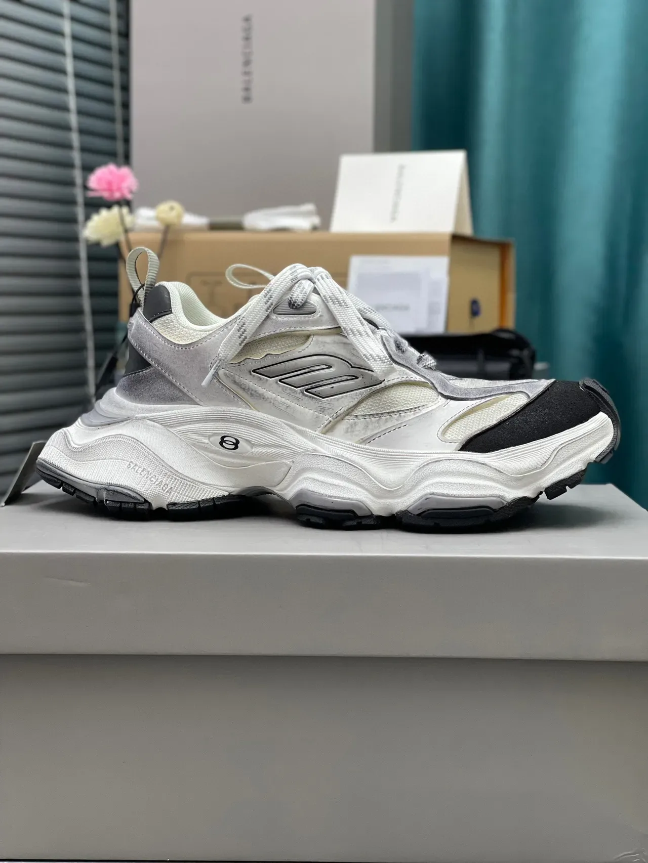 Balenciaga Track Trainer White Silver Black Chunky Sneakers 2