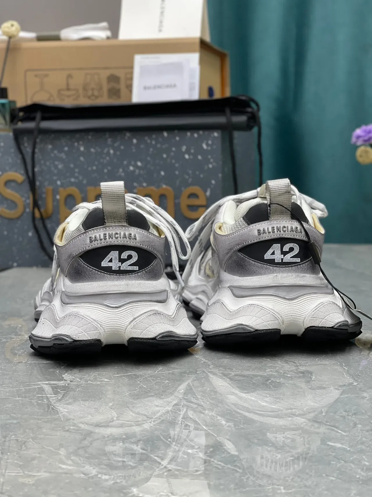 Balenciaga Track Trainer White Silver Black Chunky Sneakers 3