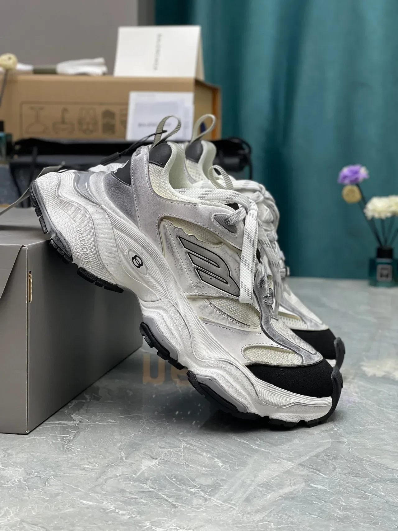 Balenciaga Track Trainer White Silver Black Chunky Sneakers 6