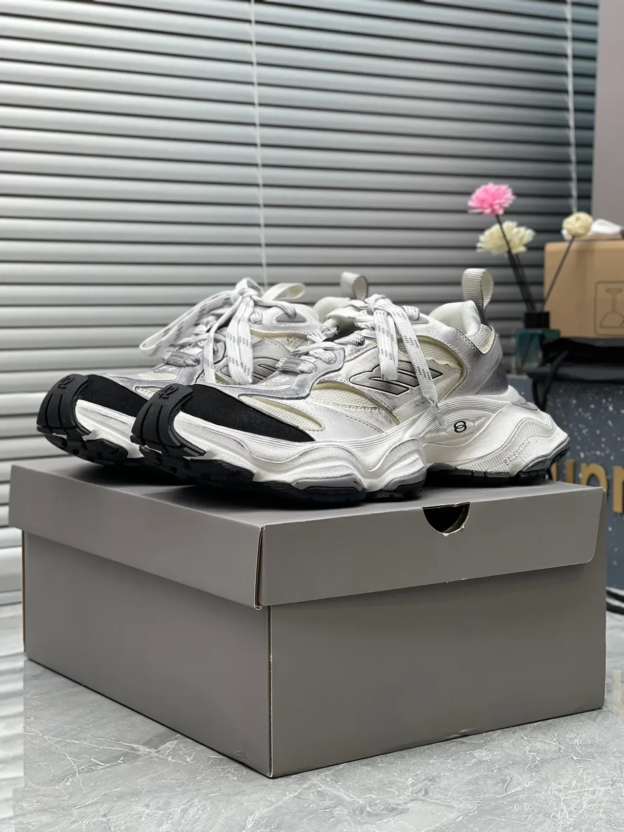 Balenciaga Track Trainer White Silver Black Chunky Sneakers 8