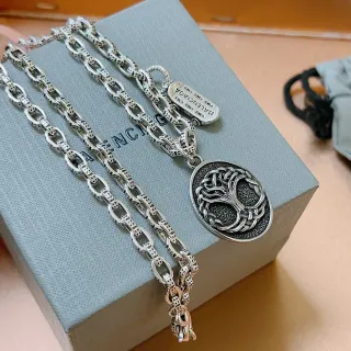 Balenciaga Tree of Life Oxidized Silver Necklace
