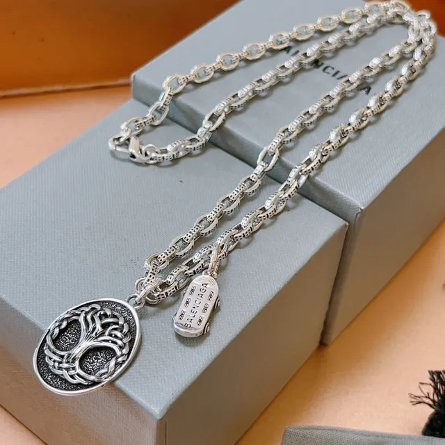 Balenciaga Tree of Life Oxidized Silver Necklace 4