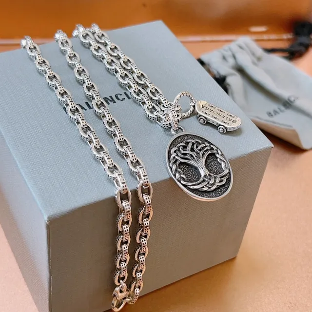 Balenciaga Tree of Life Oxidized Silver Necklace 6