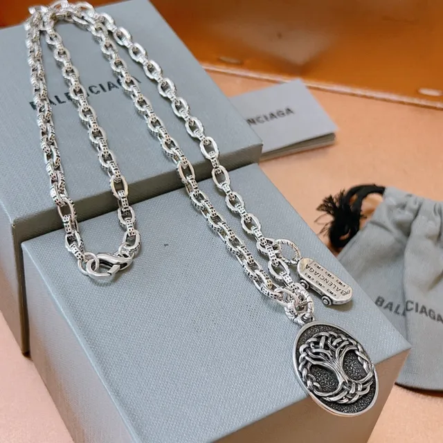 Balenciaga Tree of Life Oxidized Silver Necklace 7