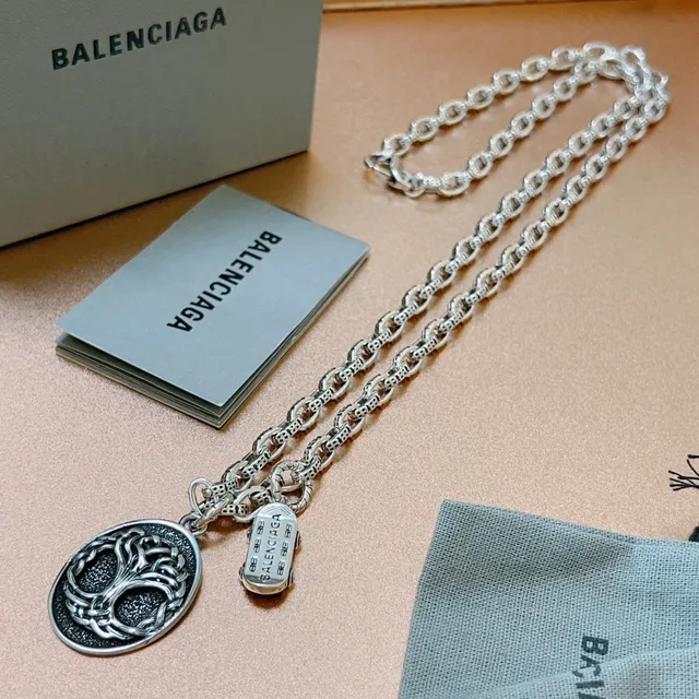 Balenciaga Tree of Life Oxidized Silver Necklace 9