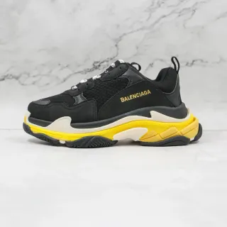 Balenciaga Triple S কালো হলুদ চাঙ্কি স্নিকার্স