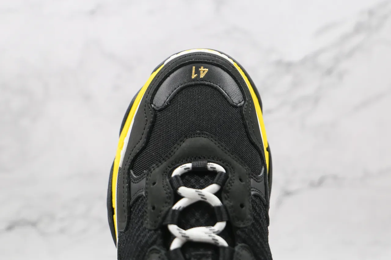 Balenciaga Triple S Black Yellow Chunky Sneakers 5