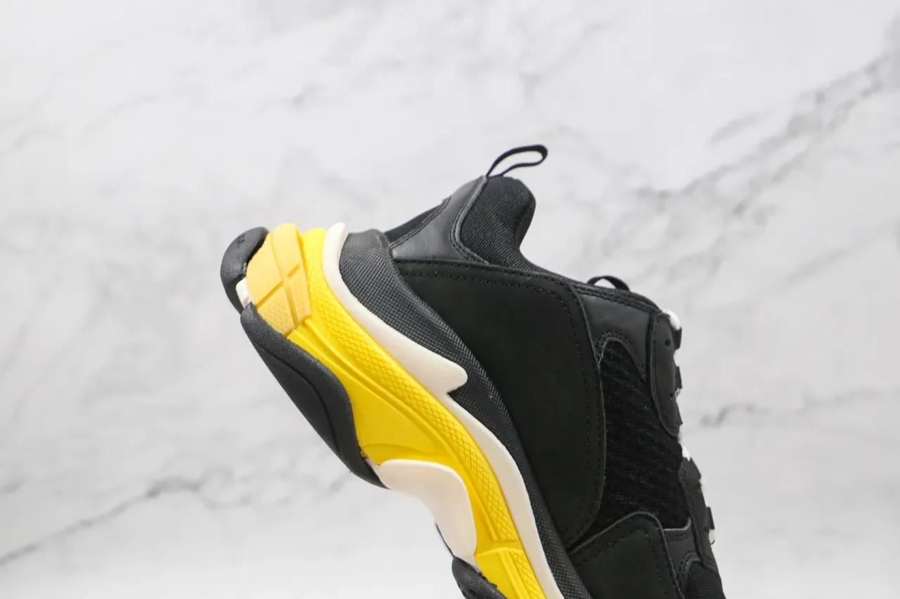 Balenciaga Triple S Black Yellow Chunky Sneakers 6